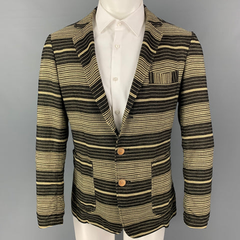 F.S.C. Size S Black Cream Stripe Cotton Notch Lapel Sport Coat