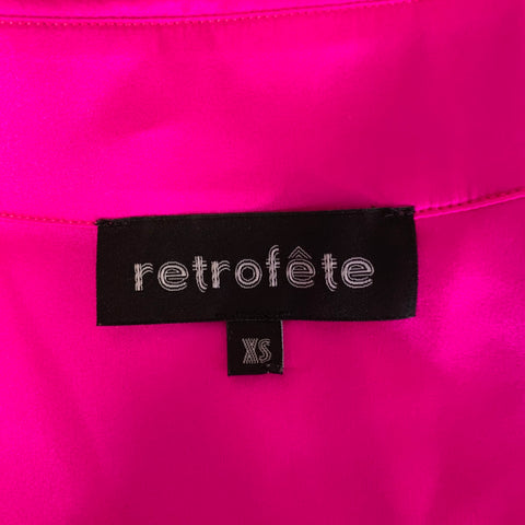 RETROFETE Size XS Pink Silk Spandex Button Up Shirt