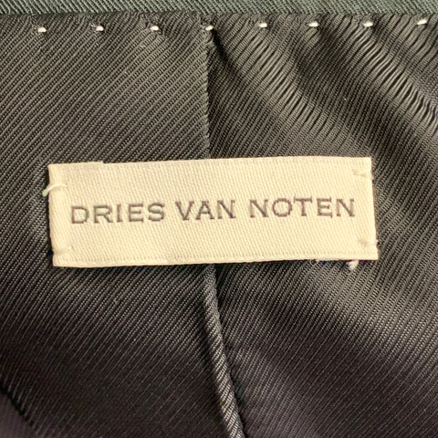 DRIES VAN NOTEN Size 34 Dark Green Cotton Twill Notch Lapel Suit
