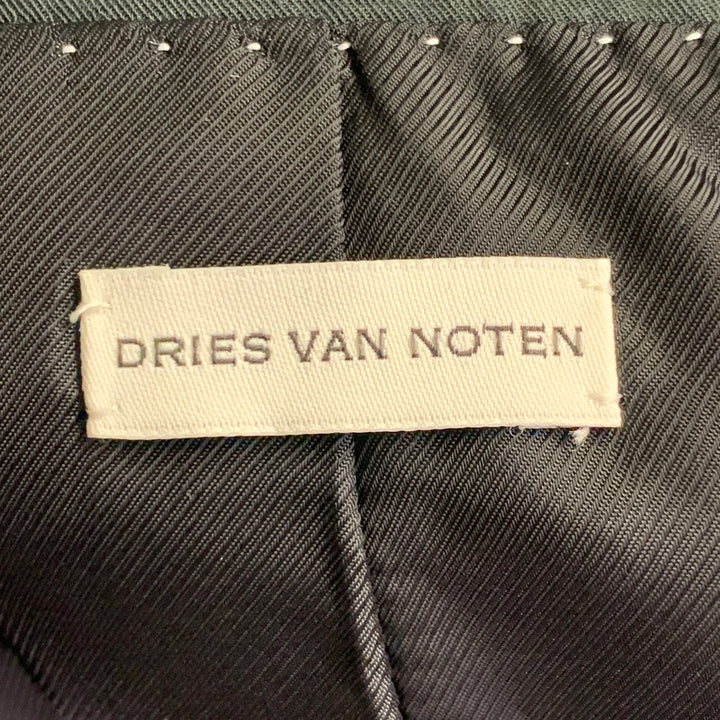 DRIES VAN NOTEN Size 34 Dark Green Cotton Twill Notch Lapel Suit