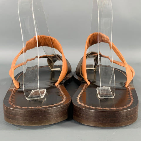 PRELUDIO Size 12 Brown Gold Leather Strappy Sandals