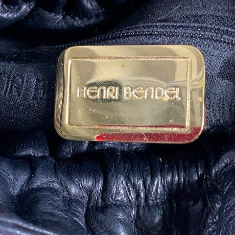 HENRI BENDEL Vintage Black Gold Quilted Leather Chain Crossbody Bucket Bag