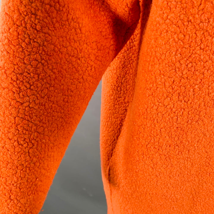 HARRIS WHARF LONDON Size 4 Orange Wool Blend Textured Faux Fur Notch Lapel Coat