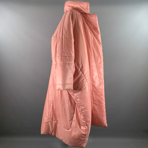 NORMA KAMALI Size S Pink Nylon Quilted Oversized Coat