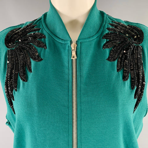 DRIES VAN NOTEN Size S Green Black Cotton Sequined Sleeveless Vest