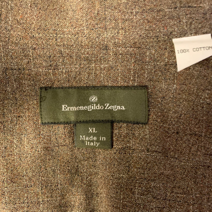 ERMENEGILDO ZEGNA Size XL Brown Tan Cotton Pointed Collar Long Sleeve Shirt