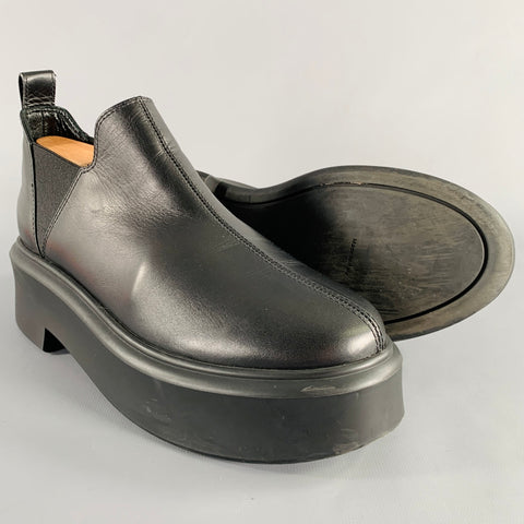 THE ROW Size 7.5 Black Leather Platform Chelsea Boots