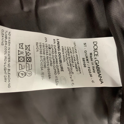 DOLCE & GABBANA Size 46 Charcoal Plaid Wool Buttoned Grey Vest