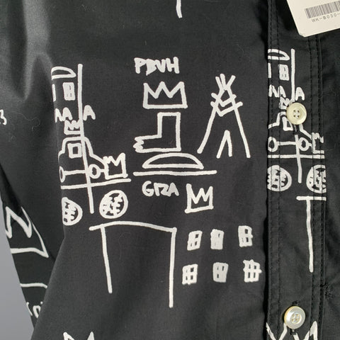 JUNYA WATANABE 2022 Size XL Black White Basquiat Graphic Cotton Short Sleeve Shirt