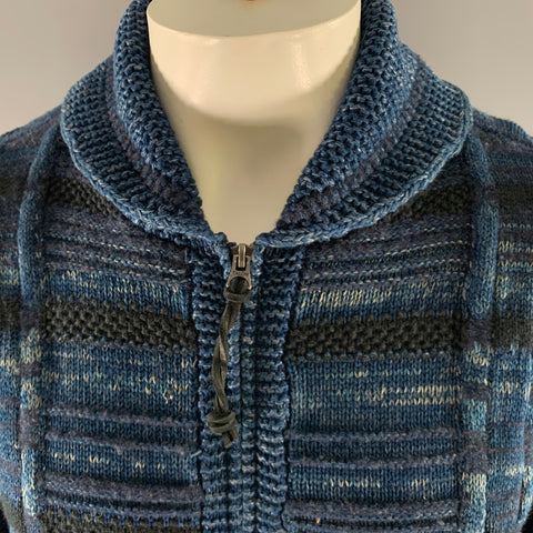 RRL by RALPH LAUREN Size L Navy Indigo Cable Knit Cotton Linen Wool Sweater