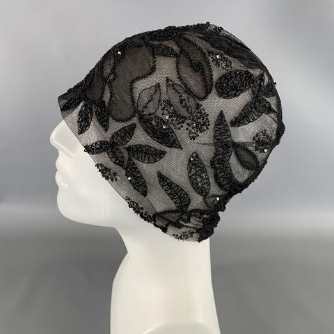RALPH LAUREN Black Sequined Mesh Hats