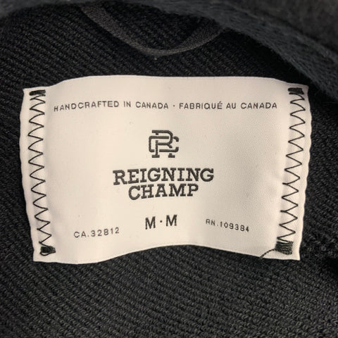 REIGNING CHAMP Size M Black White Logo Cotton Hooded Sweatshirt