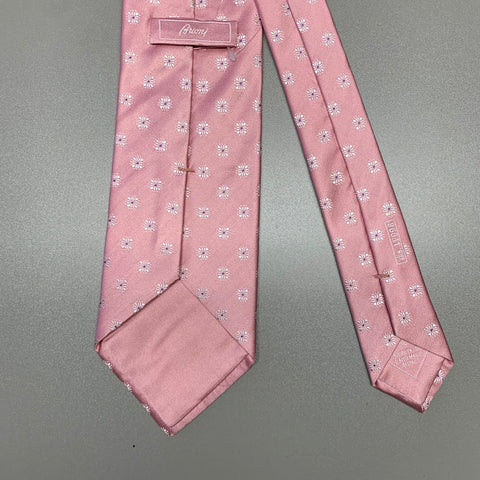 BRIONI Pink White Floral Silk Tie