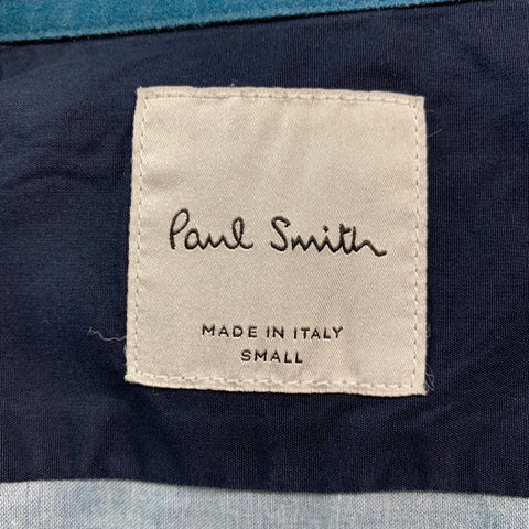 PAUL SMITH Size S Blue Pink Watercolor Cotton One Pocket Short Sleeve Shirt