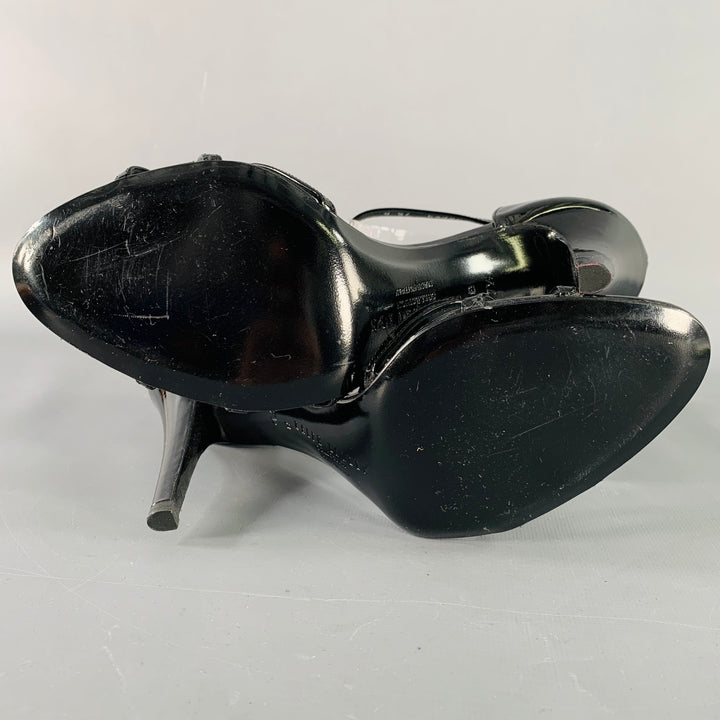 RALPH LAUREN Size 7.5 Black Patent Leather Strappy Sandals