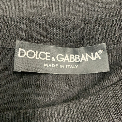 DOLCE & GABBANA Size L Black Knit Cashmere Crew Neck Pullover