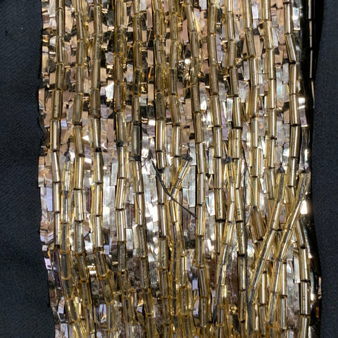 DSQUARED2 Size 8 Black Gold Silk Beaded Collarless Shirt Dress