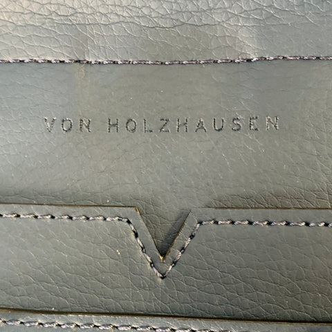 VON HOLZHAUSEN Navy Black Faux Leather Pouch Handbag
