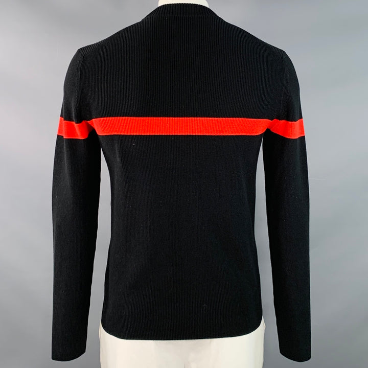 ALEXANDER MCQUEEN 2018 Size L Black Multi Color Embroidery Cotton Crew Neck Sweater