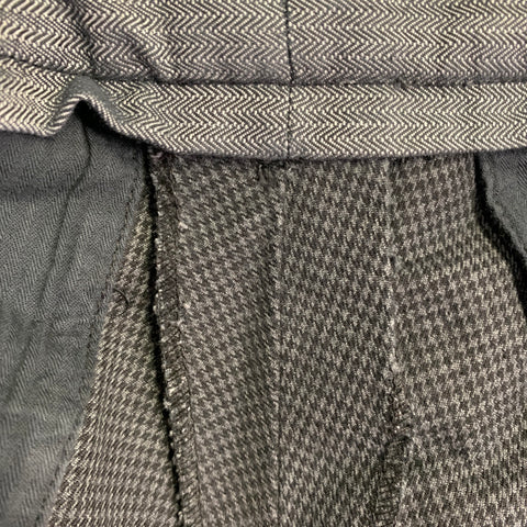 BARENA Pantalon habillé retroussé, mélange de coton, motif pied-de-poule gris-noir, taille 35
