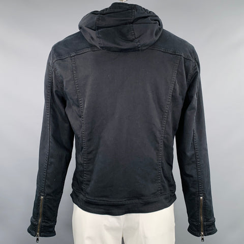 JOHN VARVATOS * U.S.A. Size L Black Cotton Blend Hooded Jacket