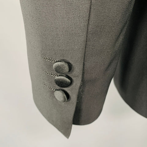 GIAN GIACOMO SOLERI Size 38 Black Wool Mohair Double Breasted Sport Coat