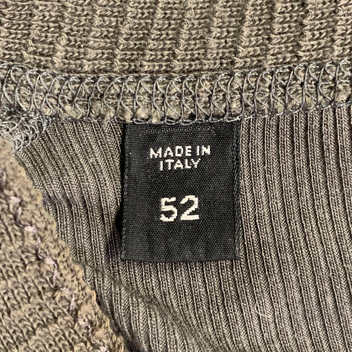 TOM FORD Size L Green Olive Ribbed Modal Blend Henley Pullover