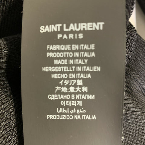 SAINT LAURENT Size M Black Silk Ribbed Turtleneck Casual Top