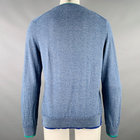 KENZO Size M Heather Blue Green Knit Cotton Crew Neck Pullover