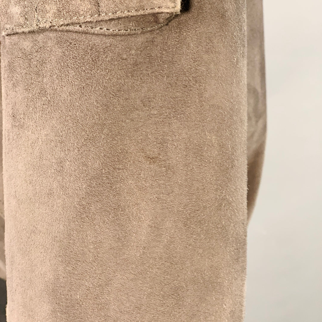 VINCE Size M Brown Black Suede Zip Up Bomber Jacket