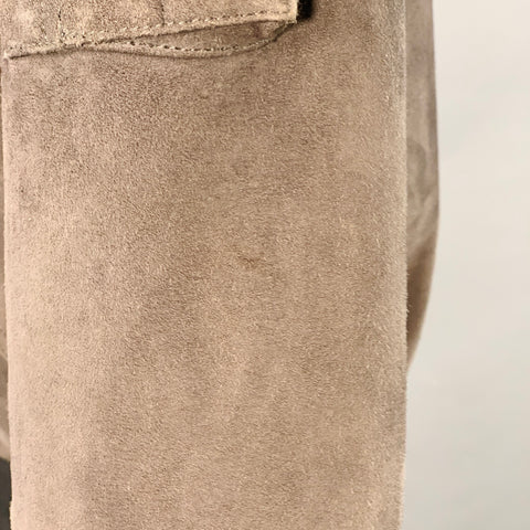 VINCE Size M Brown Black Suede Zip Up Bomber Jacket