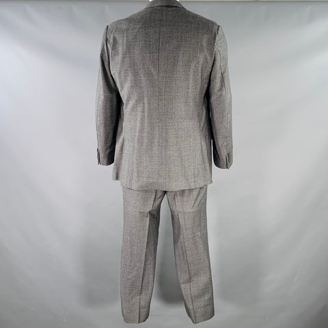 ERMENEGILDO ZEGNA Size 46 Grey White Window Pane Wool Notch Lapel Suit