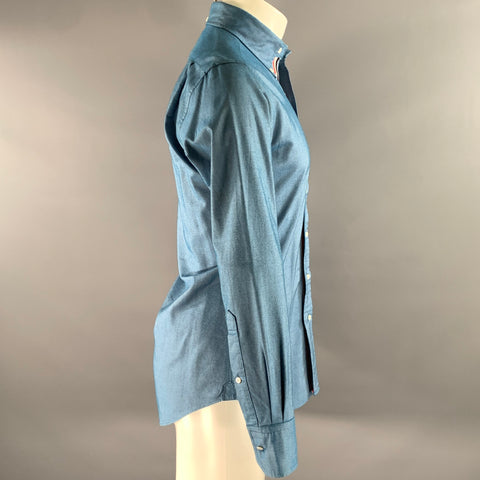 THOM BROWNE Size S Blue Cotton Button Down Long Sleeve Shirt