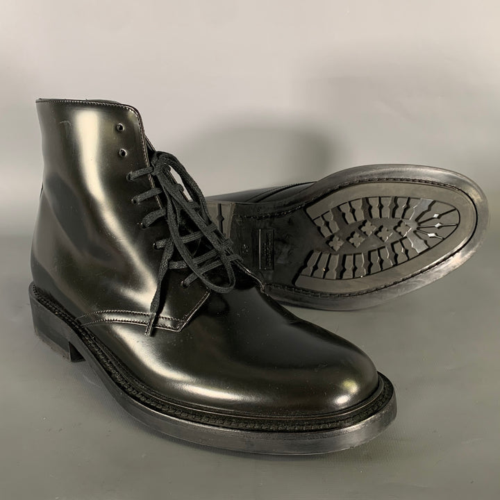SAINT LAURENT Size 8 Black Leather Lace Up Boots