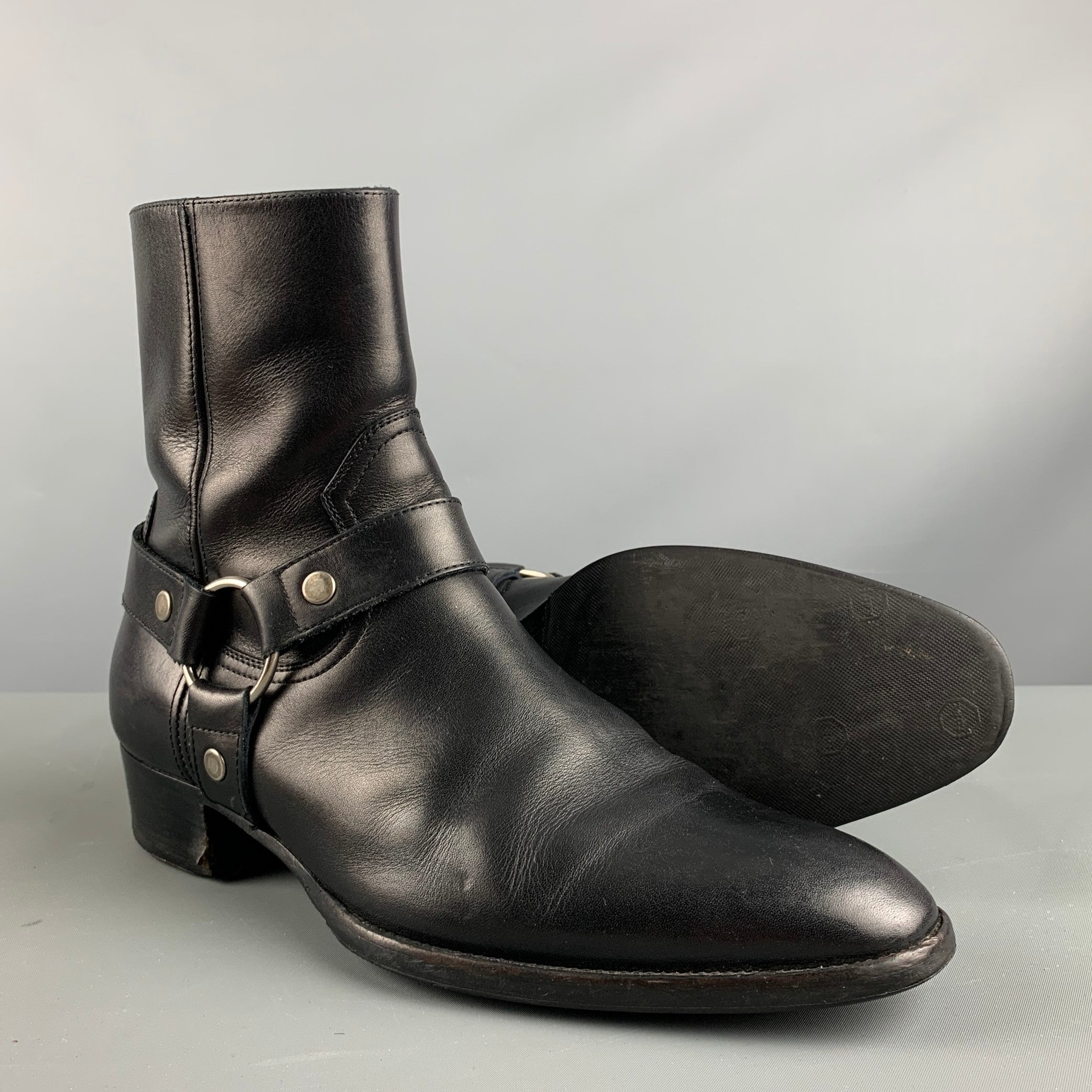 Saint laurent black wyatt harness boots online