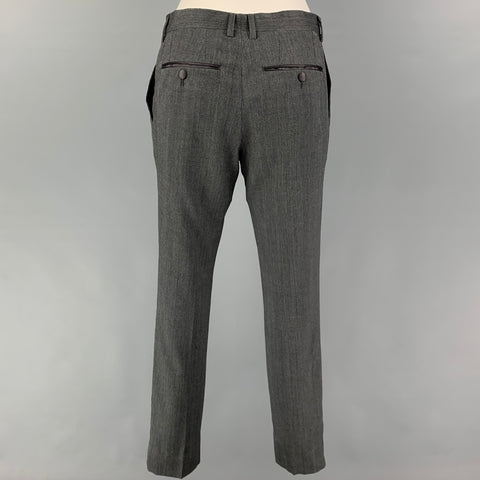 DOLCE &amp; GABBANA Taille 36 Costume de smoking à revers cranté en laine et soie grise