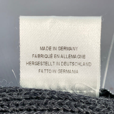 PAUL SMITH Grey Blue Embroidered Wool Knit Fringe Scarf