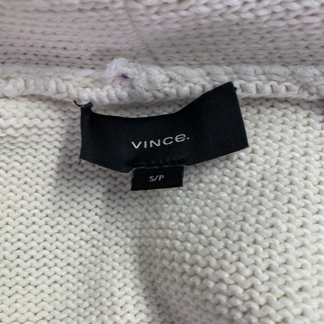 VINCE Size S Cream Blue Stripe Cotton Shawl Collar Cardigan