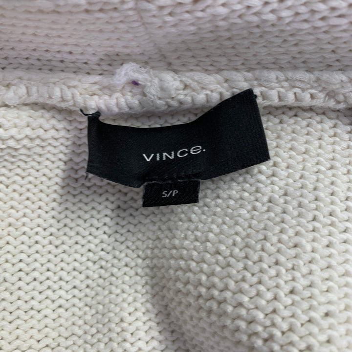 VINCE Size S Cream Blue Stripe Cotton Shawl Collar Cardigan