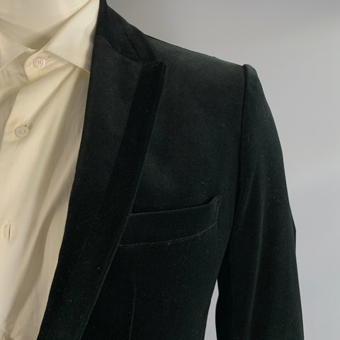 KIRYUYRIK Chest Size XXL Black Cotton Peak Lapel Sport Coat