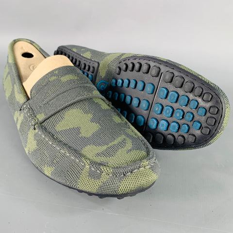 ROTHY'S Size 12 Green Camo Knit Drivers Loafers