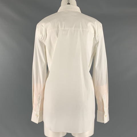BRUNELLO CUCINELLI Size XL White Black Cotton Blend Contrast trim Shirt