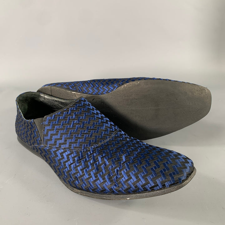 HAIDER ACKERMANN Size 8 Blue Black Woven Loafers