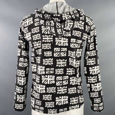 COMME des GARCONS Size XL Black White Flag Cotton Hooded Sweatshirt
