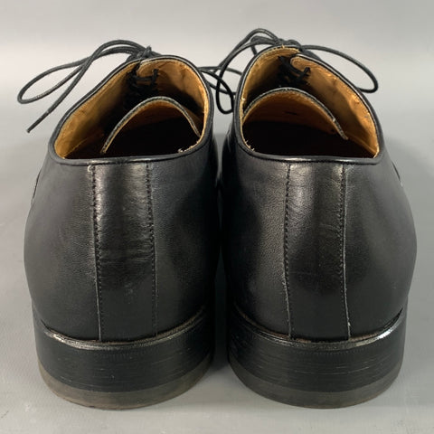 BARNEYS Size 9 Black Pebble Grain Leather Oxford Lace Up Shoes