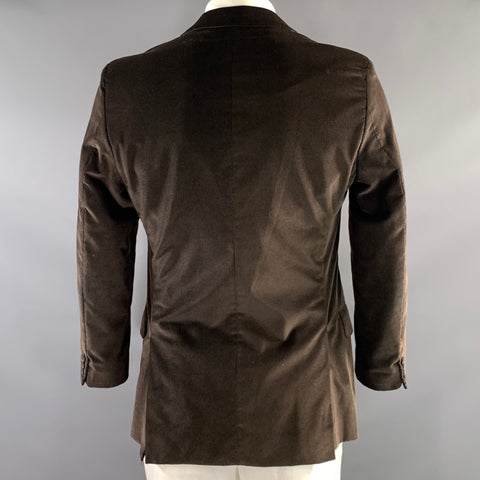ZEGNA Chest Size 42 Brown Corduroy Cotton Notch Lapel Sport Coat