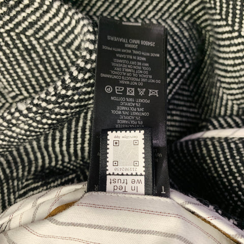 TED BAKER Size XXXL Black White Herringbone Wool Blend Coat