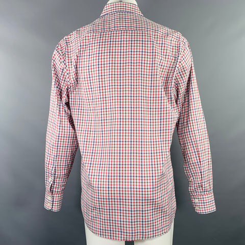 PINK Size M Red White Blue Checkered Cotton Long Sleeve Shirt