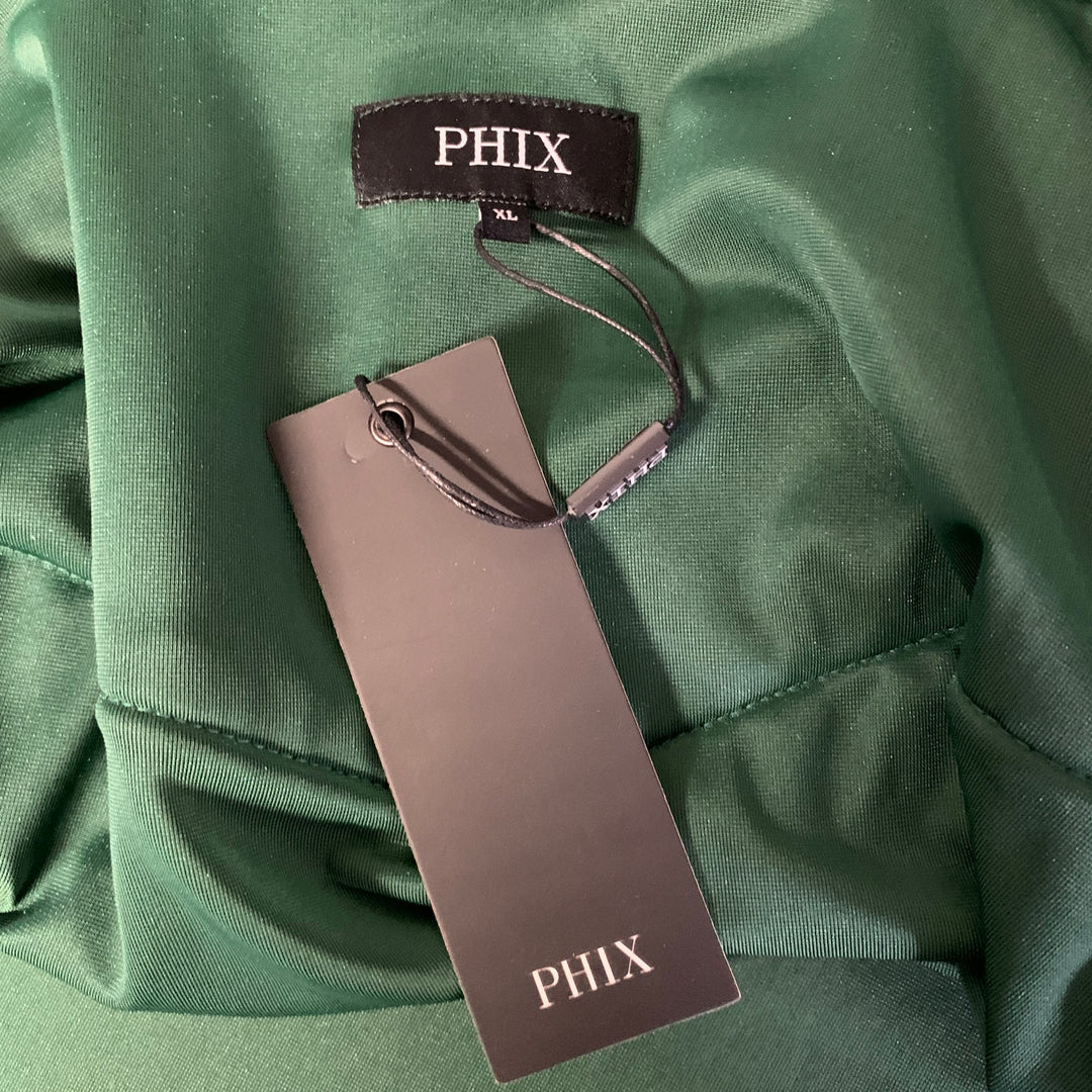 PHIX Size XL Green Emerald Polyester Velvet Western Shirt