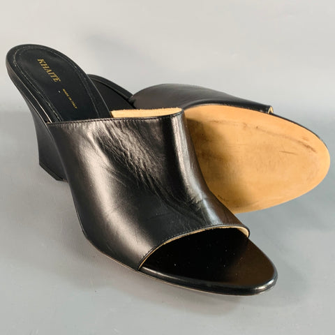 KHAITE Size 9.5 Marion Black Leather Wedge Pumps